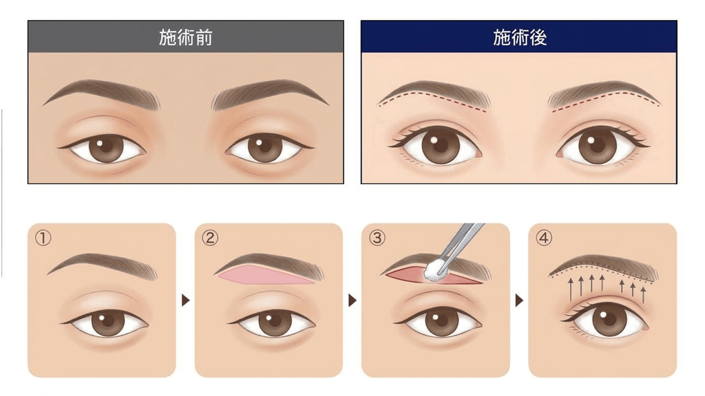 眉下切開の施術イラスト